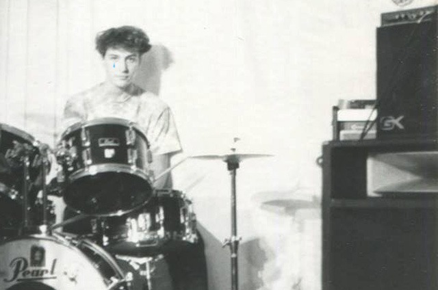 Chris Wassell behind the kit